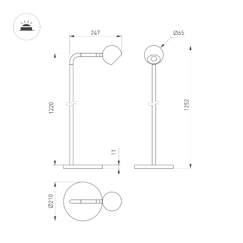 Светильник SP-OTTORI-FLOOR-6W Warm3000 (WH, 30 deg, 230V) (Arlight, IP20 Металл, 3 года)