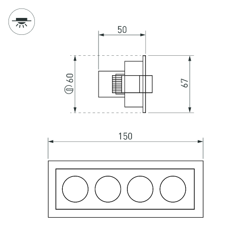 Светильник MS-ORIENT-BUILT-TURN-TC-S67x150-10W Day4000 (WH-BK, 30 deg, 230V) (Arlight, IP20 Металл, 5 лет)