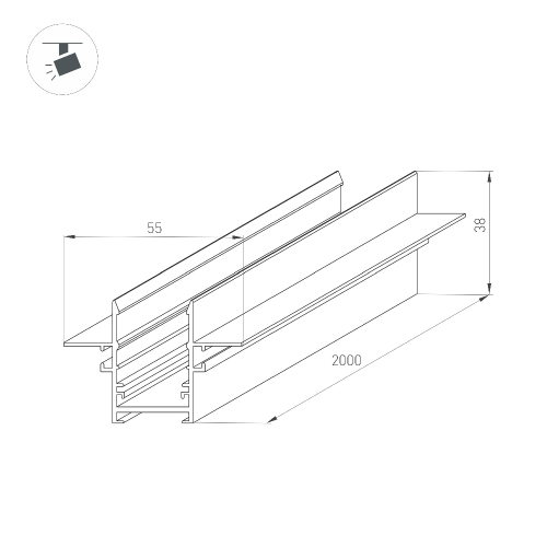 Трек встраиваемый MAG-TRACK-2538-FDW-2000 (BK, 5LN) (Arlight, IP20 Металл, 3 года)