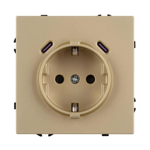 ARL NOBE Розетка зк со шторками с USB тип C+С софт-тач золотой песок SCT-MUCC-SFPL-GD (250V, 16A) (Arlight, -)