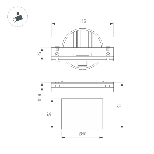 Светильник MAG-VIBE-RONDO-R90-10W Day4000 (BK, 110 deg, 48V) (Arlight, IP20 Металл, 5 лет)