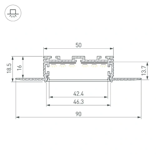 Профиль KLUS-POWER-W50H16-F-HIDE-2000 (Arlight, Алюминий)