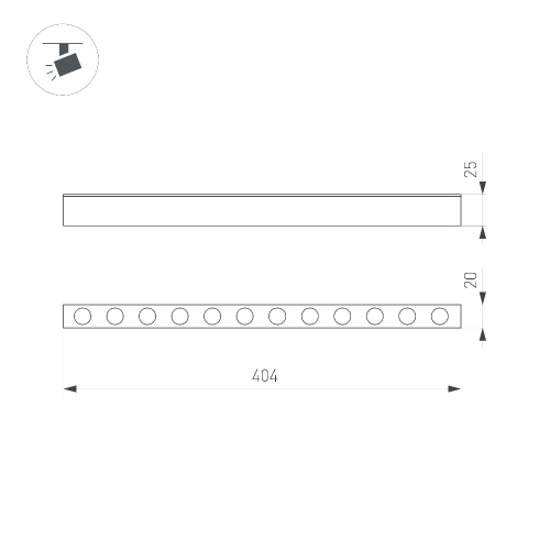 Светильник MAG-DOTS-25-L400-12W Warm3000 (BK, 30 deg, 24V, DALI) (Arlight, IP20 Металл, 3 года)