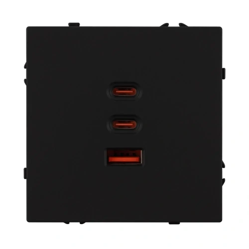 Механизм розетки с быстрой USB зарядкой SCT-NOBE-MUACC-SFPL-FC-BK (65W, QC3) (Arlight, -)