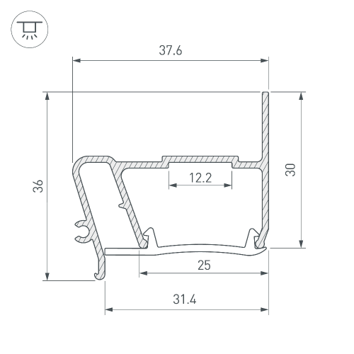 Профиль STRETCH-S-30-WALL-SIDE-2000 (STEP) (Arlight, Алюминий)