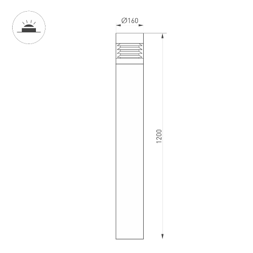 Светильник LGD-FRESNEL-BOLL-H1200-20W Warm3500-MIX (GR, 290 deg, 230V) (Arlight, IP65 Металл, 5 лет)