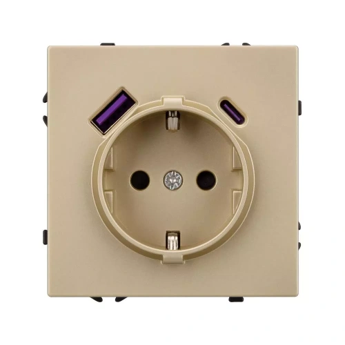Механизм розетки с USB зарядкой SCT-NOBE-MUAC-SFPL-GD (230V, 16A) (Arlight, Золотой песок)