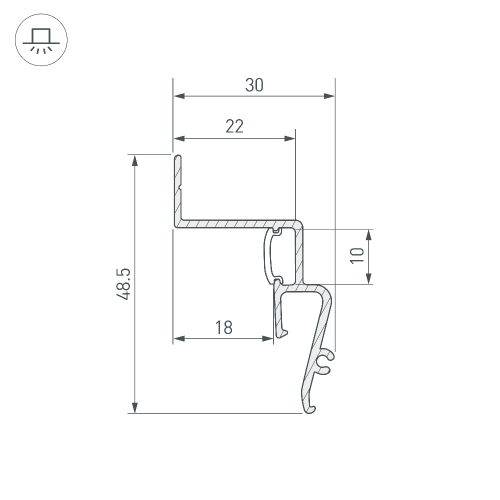 Профиль STRETCH-SHADOW-M-2000 WHITE (A2-CONTOUR-PRO) (Arlight, Алюминий)