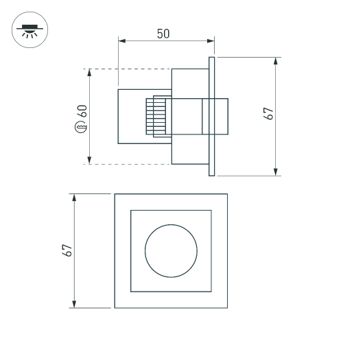 Светильник MS-ORIENT-BUILT-TURN-TC-S67x67-3W Day4000 (WH-BK, 30 deg, 230V) (Arlight, IP20 Металл, 5 лет)