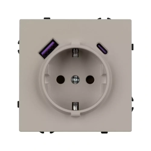 Механизм розетки с USB зарядкой SCT-NOBE-MUAC-SFPL-CA (230V, 16A) (Arlight, Кашемир)