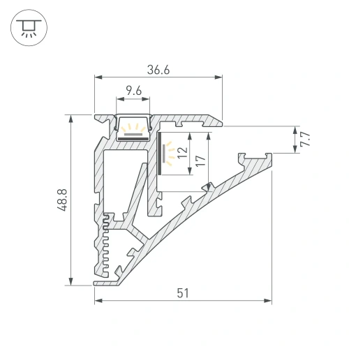 Профиль SHELF-600-2000 ANOD (Arlight, Алюминий)