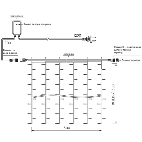 Светодиодная гирлянда ARD-CURTAIN-HOME-1500x1500-CLEAR-144LED Warm (230V, 6W) (Ardecoled, IP20)