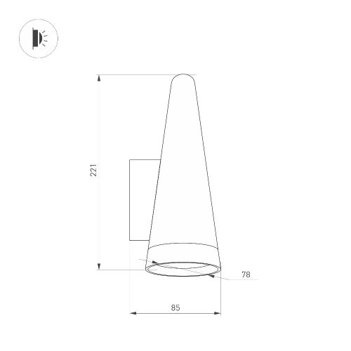 Светильник LGD-CONO-WALL-7W Warm3000 (DG, 36 deg, 230V) (Arlight, IP54 Металл, 3 года)