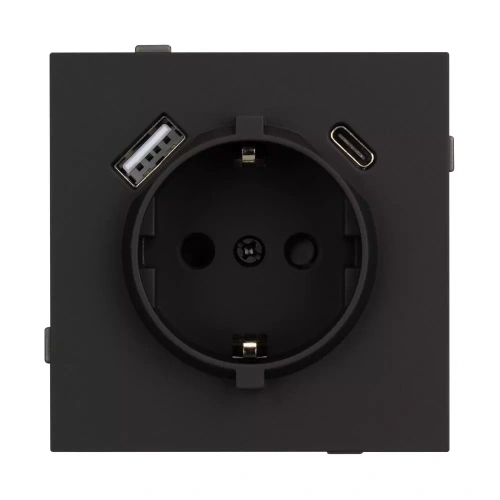Механизм розетки с USB зарядкой SCT-TENDO-MUAC-SFPL-BK (230V, 16A) (Arlight, Матовый черный)