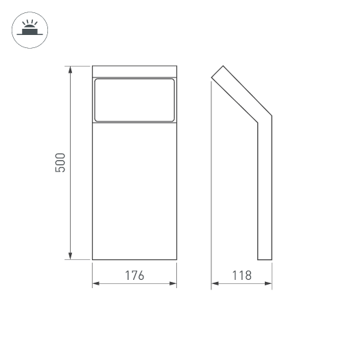 Светильник LGD-ECRAN-BOLL-H500-9W Warm3000 (GR, 108 deg, 230V) (Arlight, IP65 Металл, 3 года)