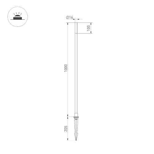 Светильник KT-CANNA-L1000-1W Warm3000 (DG, 110 deg, 24V) (Arlight, IP65 Металл, 3 года)