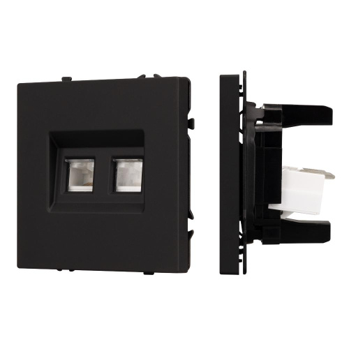 ARL NOBE Розетка компьютерная двойная софт-тач черный оникс SCT-MPC2-SFPL-BK (2хRJ-45, CAT6) (Arlight, -)
