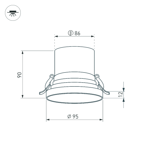 Светильник MS-VOLCANO-BUILT-R95-15W Day4000 (WH, 38 deg, 230V) (Arlight, IP20 Металл, 5 лет)