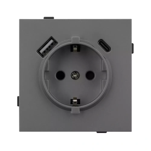 Механизм розетки с USB зарядкой SCT-TENDO-MUAC-SFPL-GR (230V, 16A) (Arlight, Матовый графитовый)