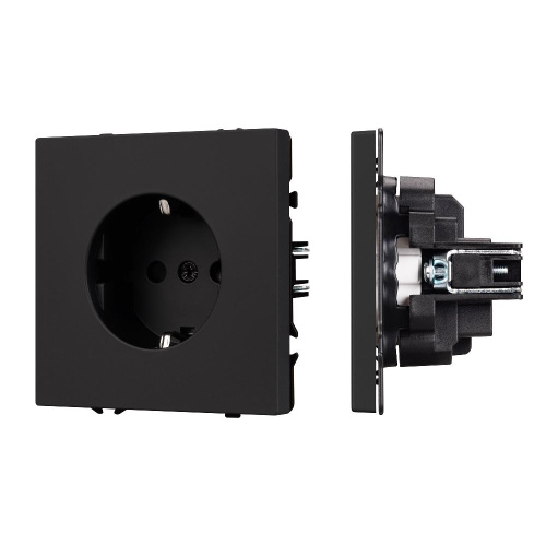ARL NOBE Розетка зк со шторками софт-тач черный оникс SCT-MEU-SFPL-BK (250V, 16A) (Arlight, -)