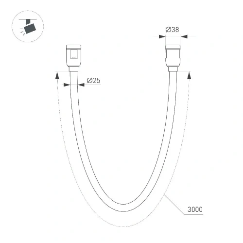 Светильник ART-APRIORI-TUBE-ELASTIC-R38-L3000-36W Warm3000 (GD, 360 deg, 48V) (Arlight, IP20 Металл, (Arlight, IP20 Металл, 3 года)