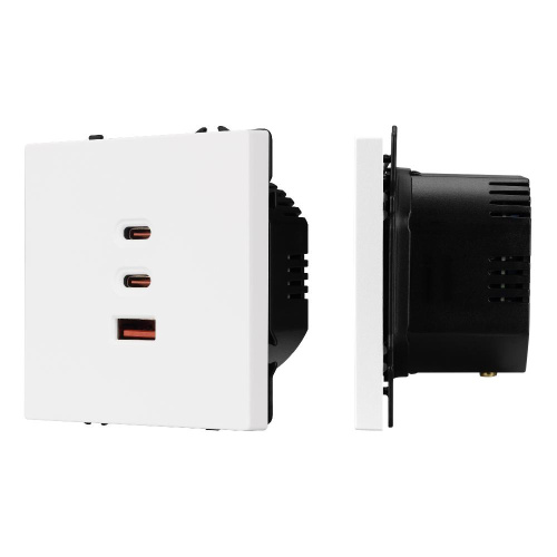 Механизм розетки с быстрой USB зарядкой SCT-NOBE-MUACC-SFPL-FC-WH (65W, QC3) (Arlight, -)