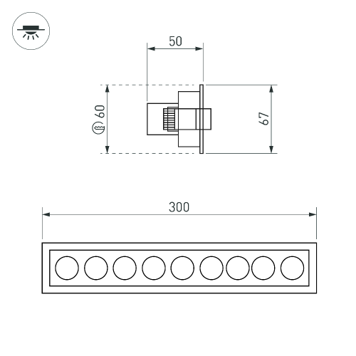 Светильник MS-ORIENT-BUILT-TURN-TC-S67x300-20W Warm3000 (WH-BK, 30 deg, 230V) (Arlight, IP20 Металл, 5 лет)