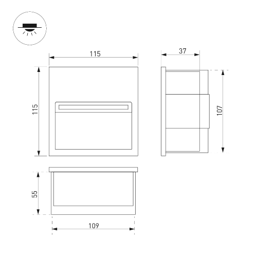 Светильник LTD-TRAIL-S115x115-4W Warm3000 (GR, 70 deg, 230V) (Arlight, IP65 Металл, 3 года)