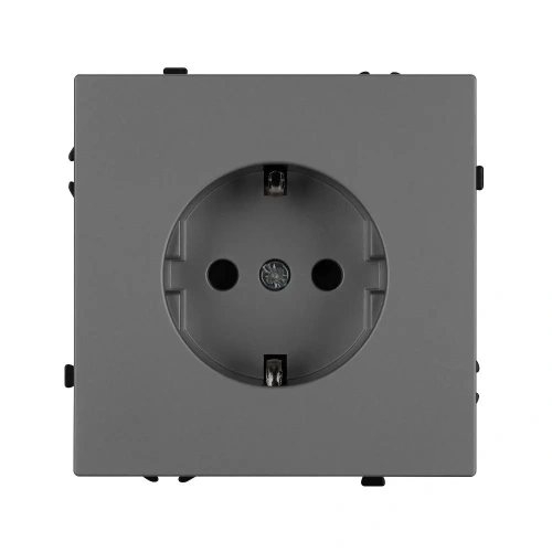 ARL NOBE Розетка зк со шторками софт-тач серый базальт SCT-MEU-SFPL-GR (250V, 16A) (Arlight, -)