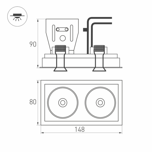 Светильник CL-SIMPLE-S148x80-2x9W Day4000 (BK, 45 deg) (Arlight, IP20 Металл, 3 года)