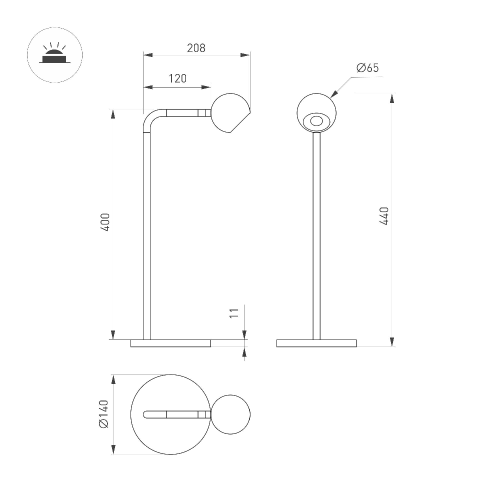 Светильник SP-OTTORI-TAB-6W Warm3000 (BK, 30 deg, 230V) (Arlight, IP20 Металл, 3 года)