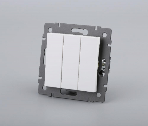 Механизм выключателя трехклавишный непроходной SWT-MK03-PL-WH-V (250V, 10A) (Arlight, -)