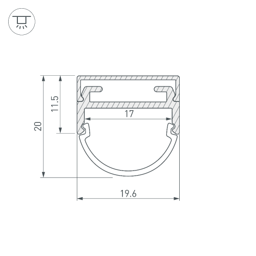 Профиль ARH-WIDE-B-H20-2000 ANOD (Arlight, Алюминий)