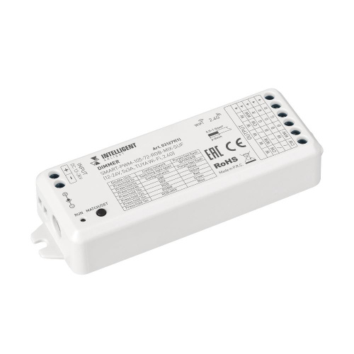 INTELLIGENT ARLIGHT Диммер SMART-PWM-105-72-RGB-MIX-SUF (12-24V, 5x3A, TUYA Wi-Fi, 2.4G) (IARL, IP20 Пластик, 5 лет)