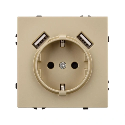 ARL NOBE Розетка зк со шторками с USB тип А+А софт-тач золотой песок SCT-MUAA-SFPL-GD (250V, 16A) (Arlight, -)