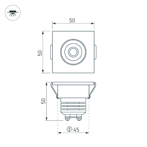 Светодиодный светильник LTM-S50x50WH 5W Day White 25deg (Arlight, IP40 Металл, 3 года)