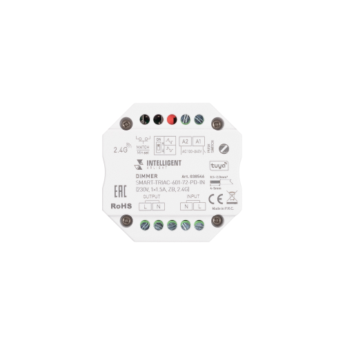 INTELLIGENT ARLIGHT Диммер SMART-TRIAC-601-72-PD-IN (230V, 1x1.5A, ZB, 2.4G) (IARL, IP20 Пластик, 5 лет)