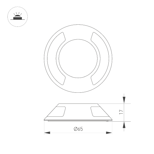 Накладка ART-DECK-CAP-LID2-R65 (SL, STEEL) (Arlight, Металл)