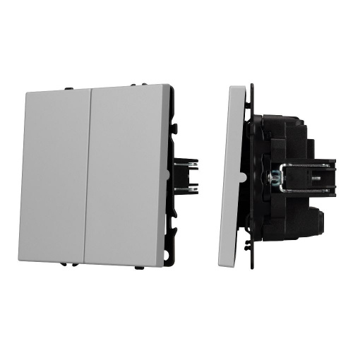 Механизм выключателя двухклавишный перекрёстный SWT-NOBE-MKX2-SFPL-IS (230V, 10A) (Arlight, Никель)