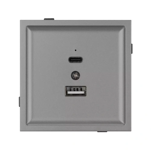 Механизм USB розетки SCT-TENDO-MUAC-PL-GR (5V, 3A, QC3) (Arlight, Графитовый)