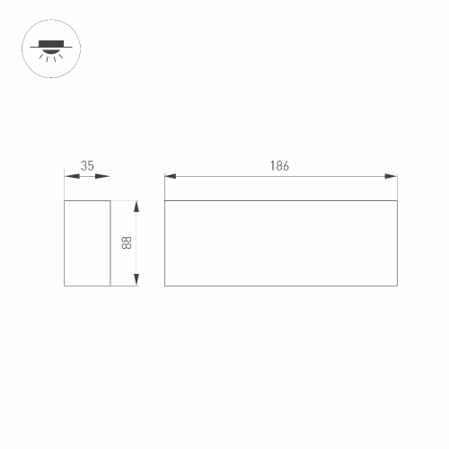 Светильник SP-ORIENT-SURFACE-TC-S186x35-15W Warm3000 (WH, 30 deg, 230V) (Arlight, IP20 Металл, 5 лет)