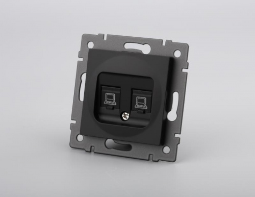 Механизм компьютерной розетки двойной SCT-MPC2-PL-BK-V (RJ-45, CAT6) (Arlight, -)