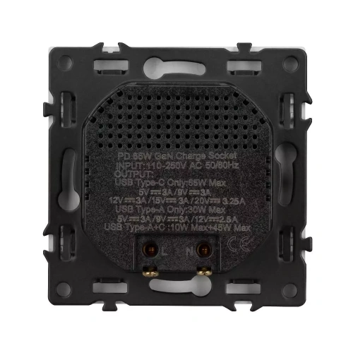Механизм розетки с быстрой USB зарядкой SCT-NOBE-MUAC-SFPL-FC-WH (65W, QC3) (Arlight, Белый кварц)