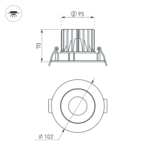 Светильник MS-FORECAST-BUILT-TURN-R102-12W Warm3000 (WH-BK, 32 deg, 230V) (Arlight, IP20 Металл, 5 лет)