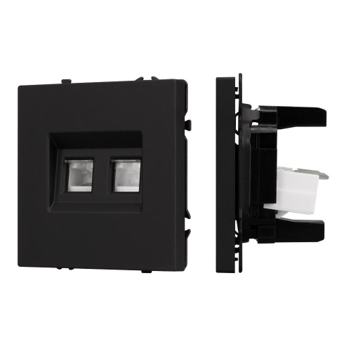 ARL NOBE Розетка телефонная двойная софт-тач черный оникс SCT-MTL2-SFPL-BK (2хRJ-11, 4C) (Arlight, -)