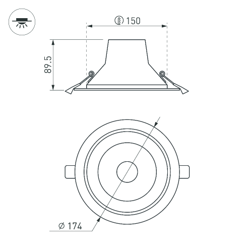 Светильник LTD-LEGEND-R175-20W Warm3000 (WH, 50 deg) (Arlight, IP20 Металл, 3 года)