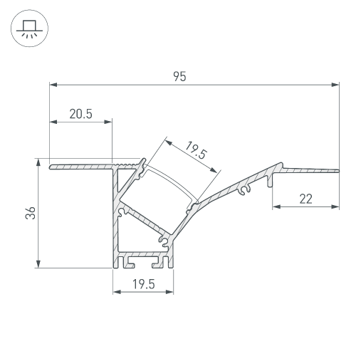 Профиль FANTOM-W45-BEVEL-2000 WHITE (Arlight, Алюминий)