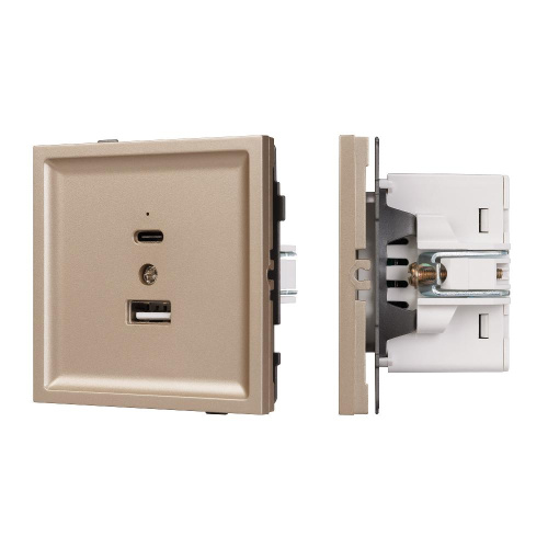 Механизм USB розетки SCT-TENDO-MUAC-PL-GD (5V, 3A, QC3) (Arlight, Песочный)