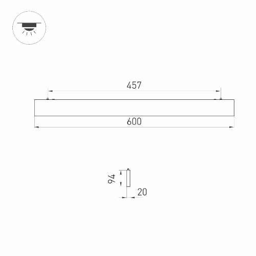 Светильник ALT-LINEAIR-FLAT-UPDOWN-DIM-S2094-600-25W Warm3000 (BK, 100 deg, 230V) (Arlight, IP20 Металл, 3 года)