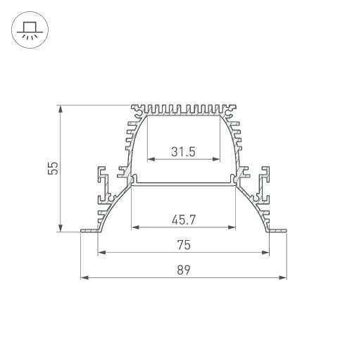 Профиль ARH-POWER-W90-F-COMFORT-2000 ANOD (Arlight, Алюминий)